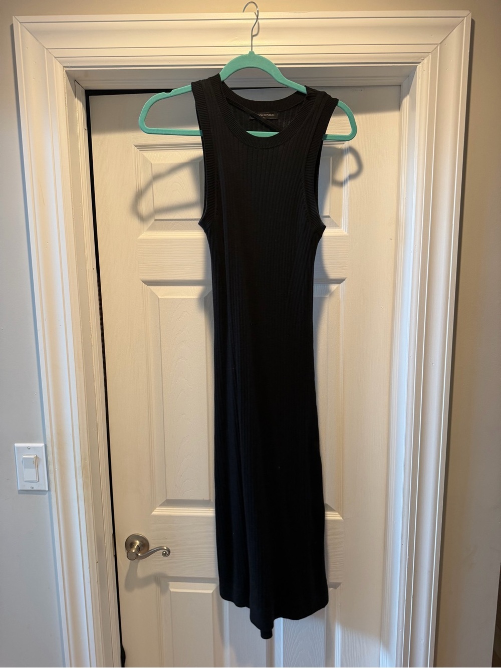 Banana Republic Black Ribbed Midi Tank Dress